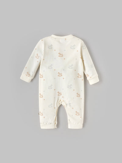 Popees Boys Full-Sleeve Front Open Romper (0-6 Months) Made of Organic Bamboo Cotton Fabric