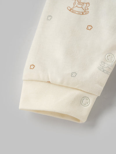 Popees Boys Full-Sleeve Front Open Romper (0-6 Months) Made of Organic Bamboo Cotton Fabric