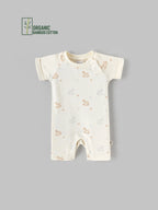 Popees Boys Half-Sleeve Front Open Romper (0-6 Months) Made of Organic Bamboo Cotton Fabric