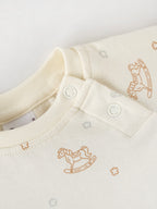Popees Boys Half-Sleeve Front Open Romper (0-6 Months) Made of Organic Bamboo Cotton Fabric