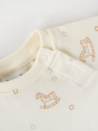 Popees Boys Half-Sleeve Front Open Romper (0-6 Months) Made of Organic Bamboo Cotton Fabric