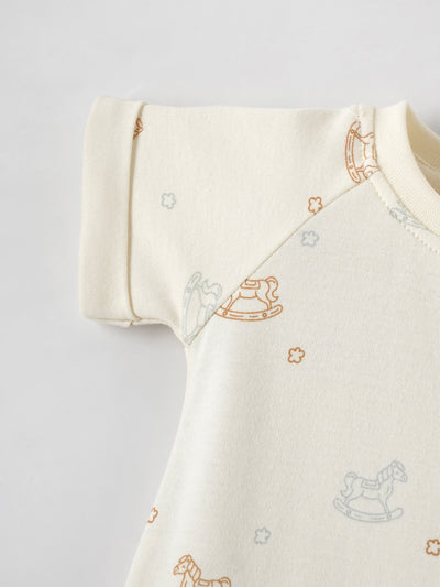 Popees Boys Half-Sleeve Front Open Romper (0-6 Months) Made of Organic Bamboo Cotton Fabric