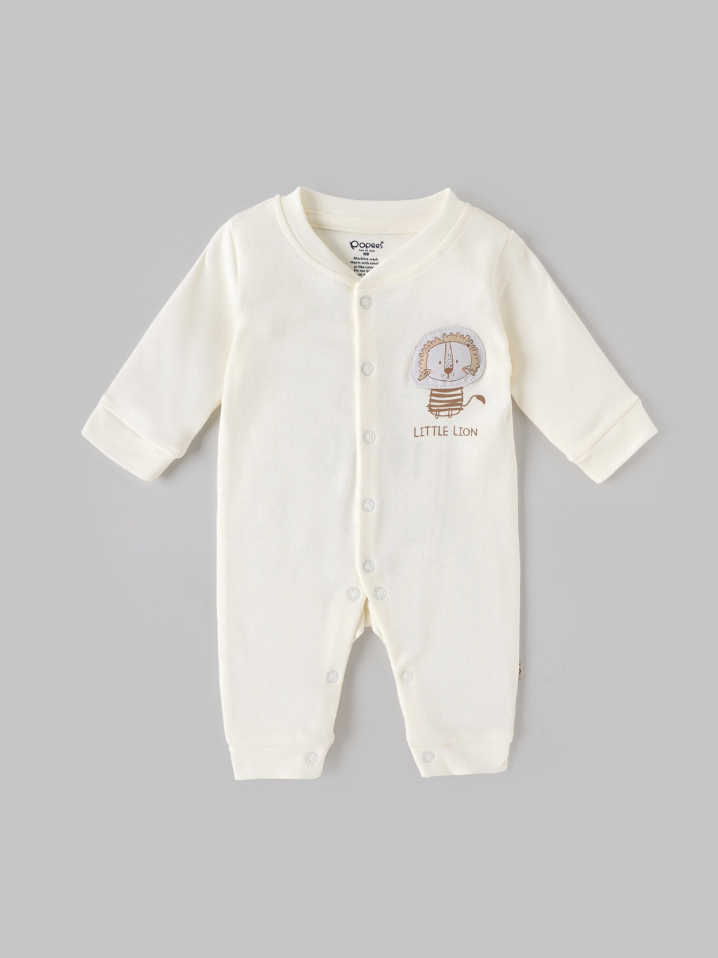 Popees Baby Boys Cotton Full Sleeve Romper| Off White| Tiny Baby, Newborn To 6 Months