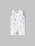 Popees Baby Boys Sleeveless Bear Print Romper| Tiny, 0–6 Months