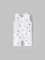 Popees Baby Boys Sleeveless Bear Print Romper| Tiny, 0–6 Months