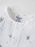 Popees Baby Boys Sleeveless Bear Print Romper| Tiny, 0–6 Months
