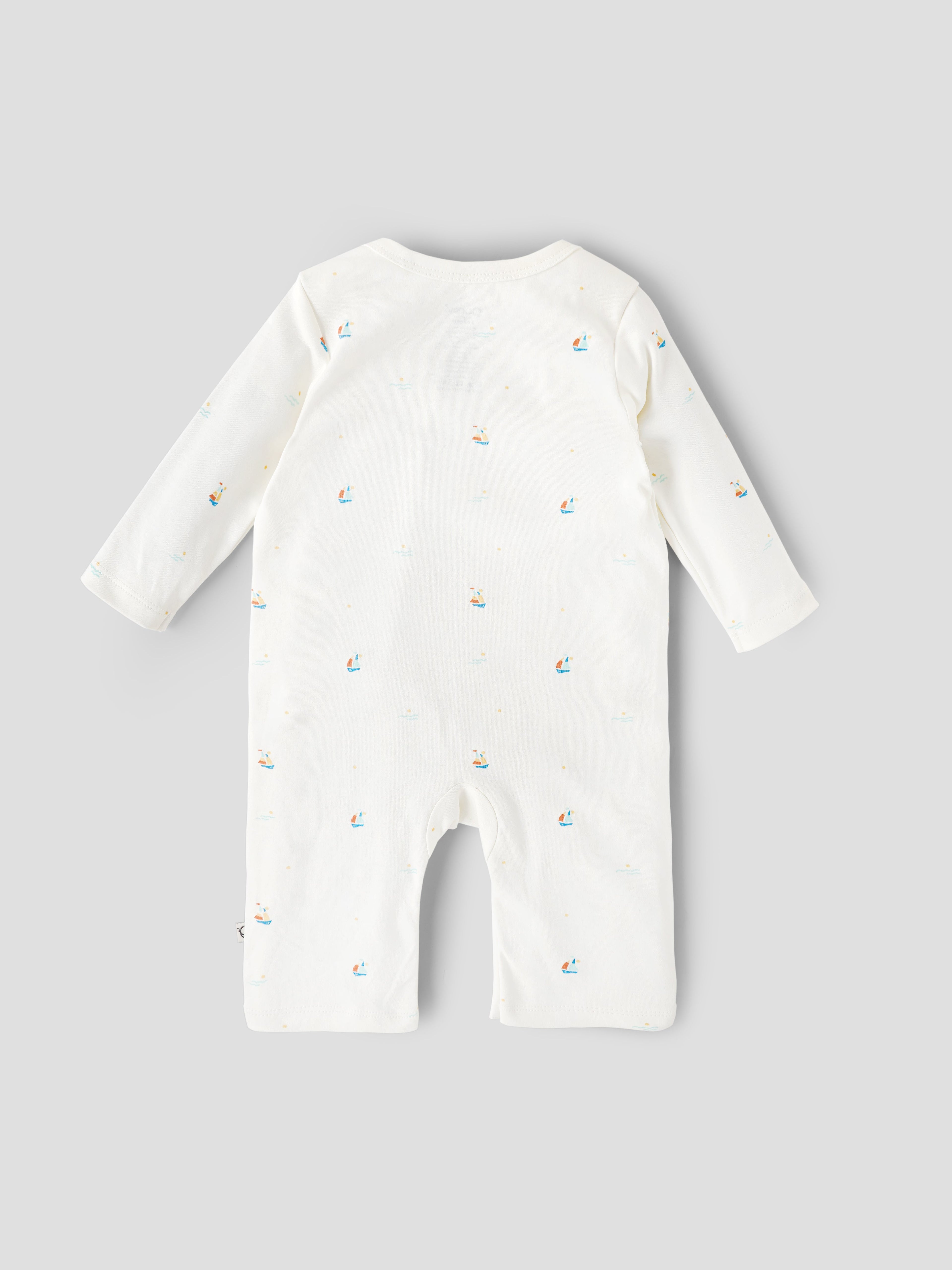 Popees Baby Printed Romper |Cotton Infant Romper, Sailboat Print | Tiny Baby, Newborn to 6 Months