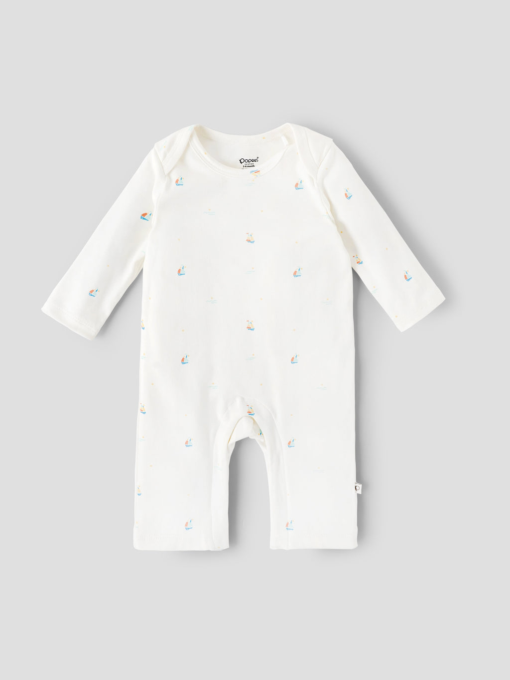 Popees Baby Printed Romper |Cotton Infant Romper, Sailboat Print | Tiny Baby, Newborn to 6 Months