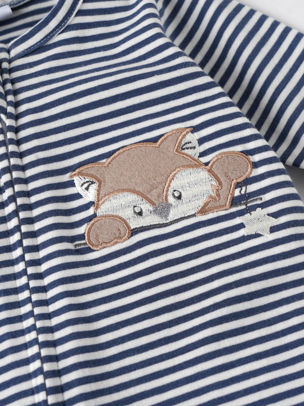 Popees Baby Boys Full Sleeves Cotton Sleepsuit| Navy Blue| Newborn To 9 Months