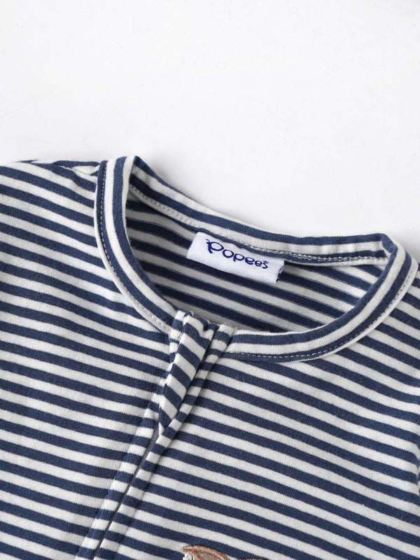 Popees Baby Boys Full Sleeves Cotton Sleepsuit| Navy Blue| Newborn To 9 Months