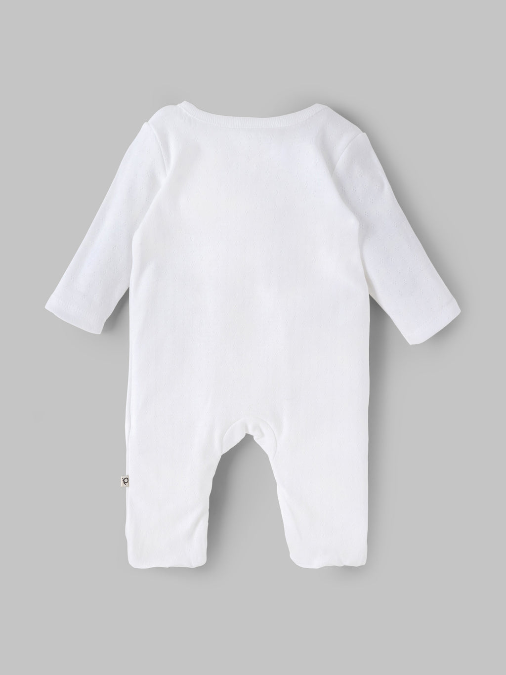 Popees Baby Boys White Cotton Full-Length Sleepsuit| Tiny Baby, Newborn to 6 Months
