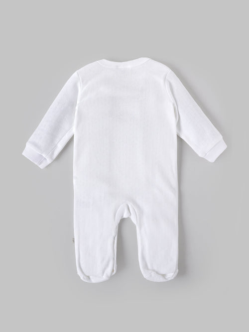 Popees Baby Boys Cotton Sleepsuit with Elephant Embroidery|Full Sleeve Footed Sleepsuit, Soft Newborn Sleepsuit |Newborn–9 Months