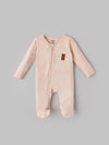 Popees Baby Boys Full Sleeve Sleepsuit| Peach| Newborn To 9 Months