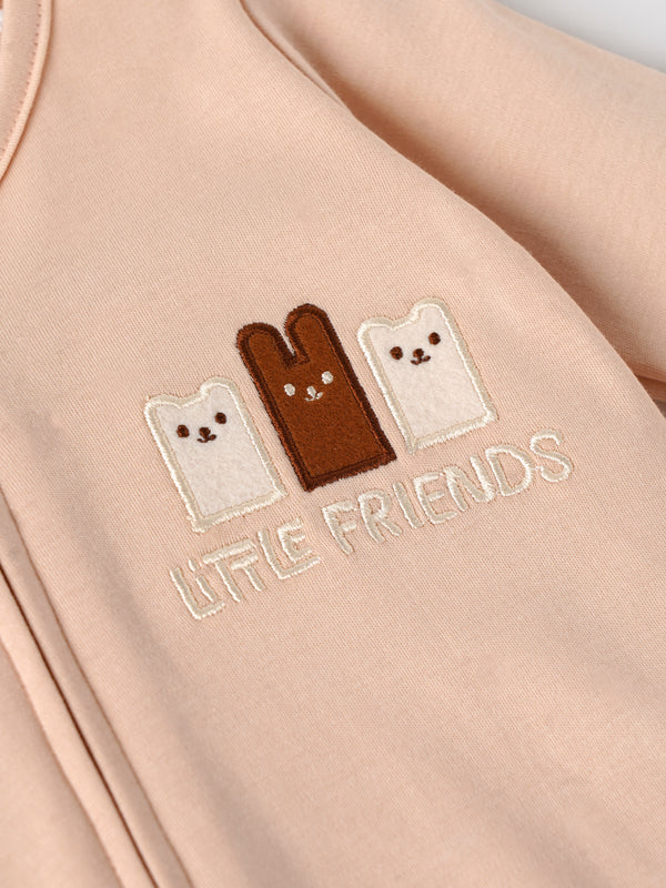 Popees Baby Boys Full Sleeve Sleepsuit| Peach| Newborn To 9 Months