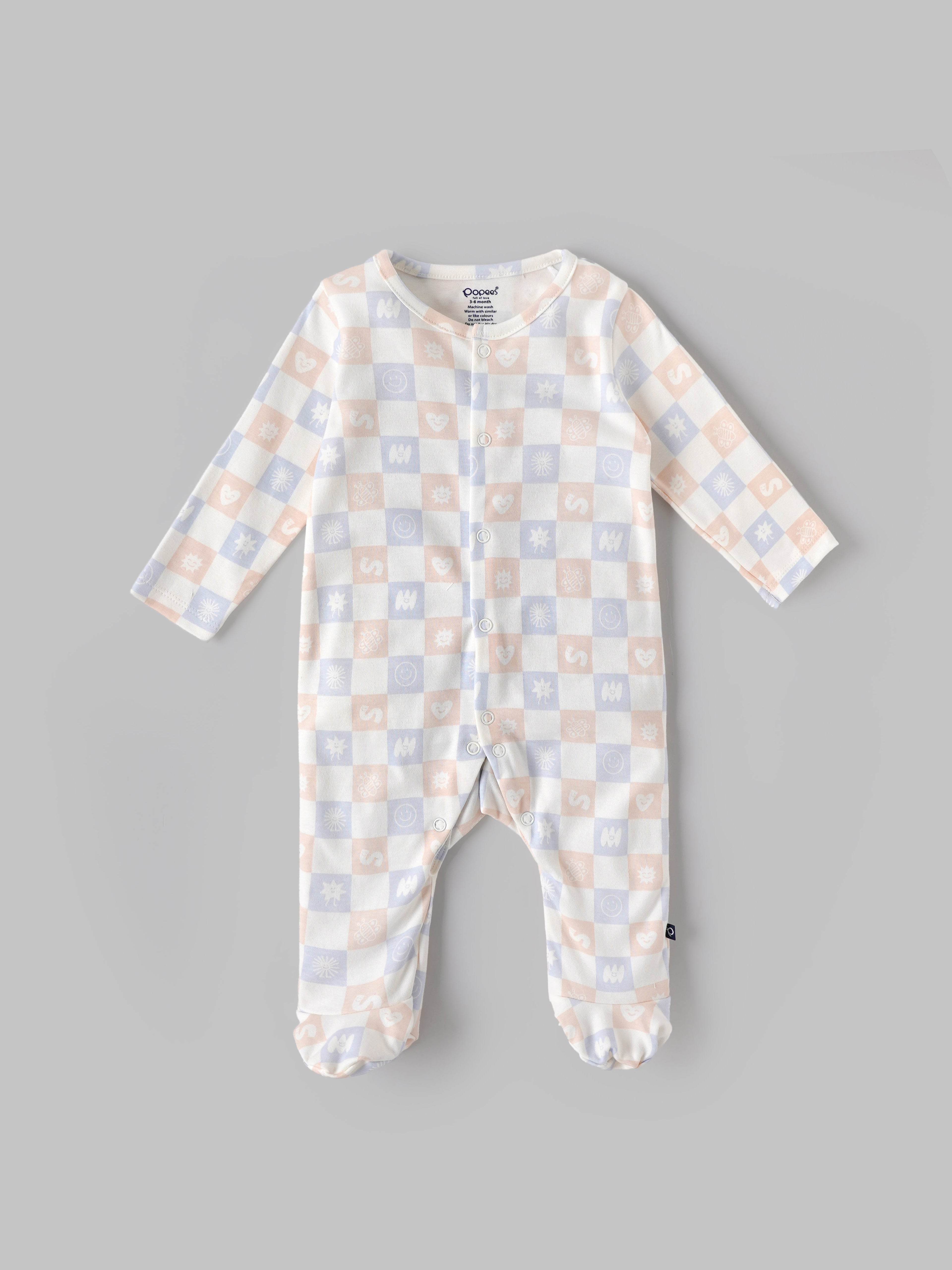 Popees Baby Boys Sleepsuit with Snap Buttons |Tiny Baby, Newborn to 6 M