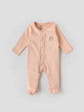Popees Peach Baby Sleepsuit with Sun Embroidery | Tiny Baby, Newborn to 6 M