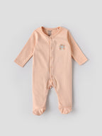 Popees Peach Baby Sleepsuit with Sun Embroidery | Tiny Baby, Newborn to 6 M