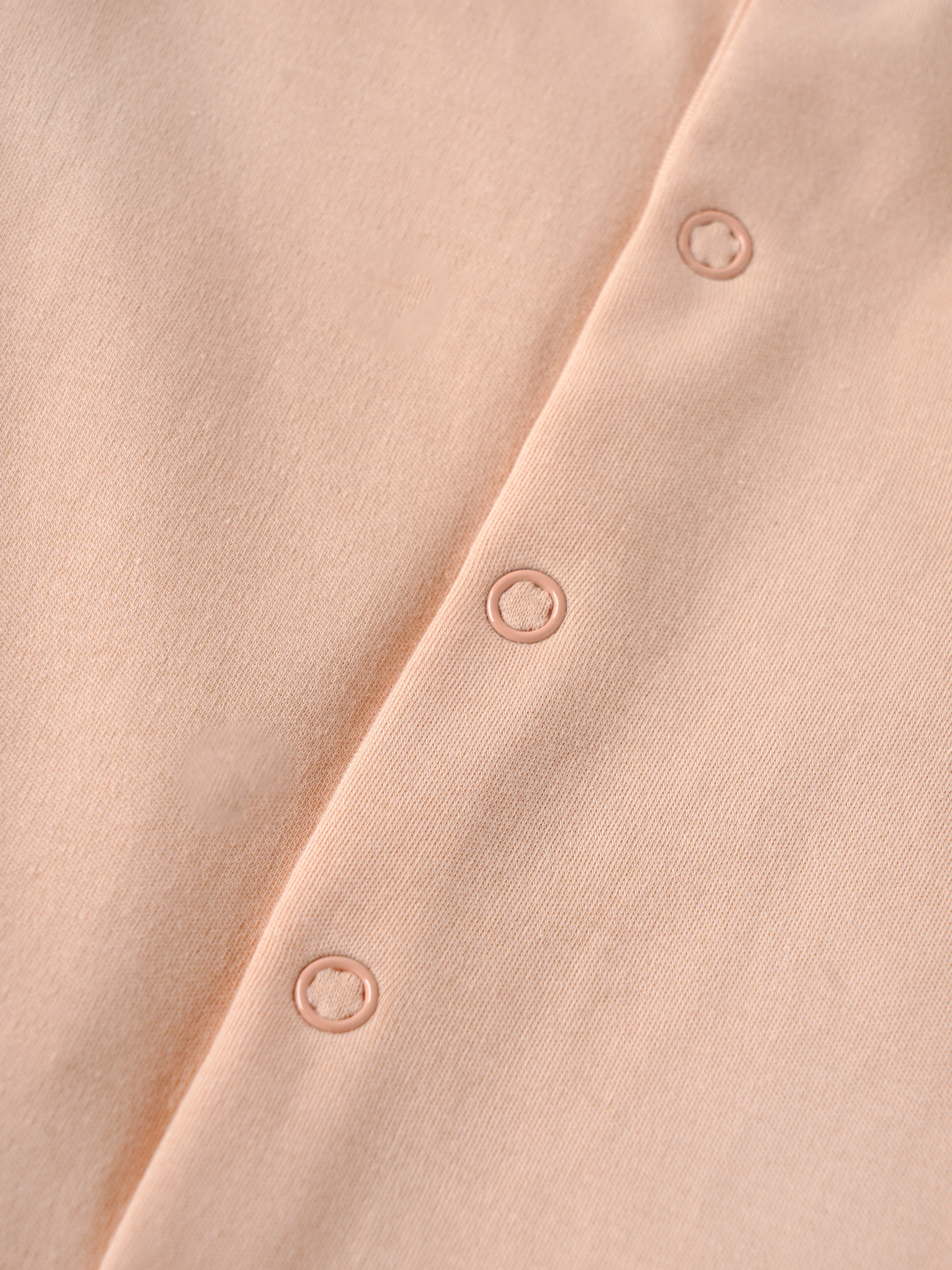 Popees Peach Baby Sleepsuit with Sun Embroidery | Tiny Baby, Newborn to 6 M