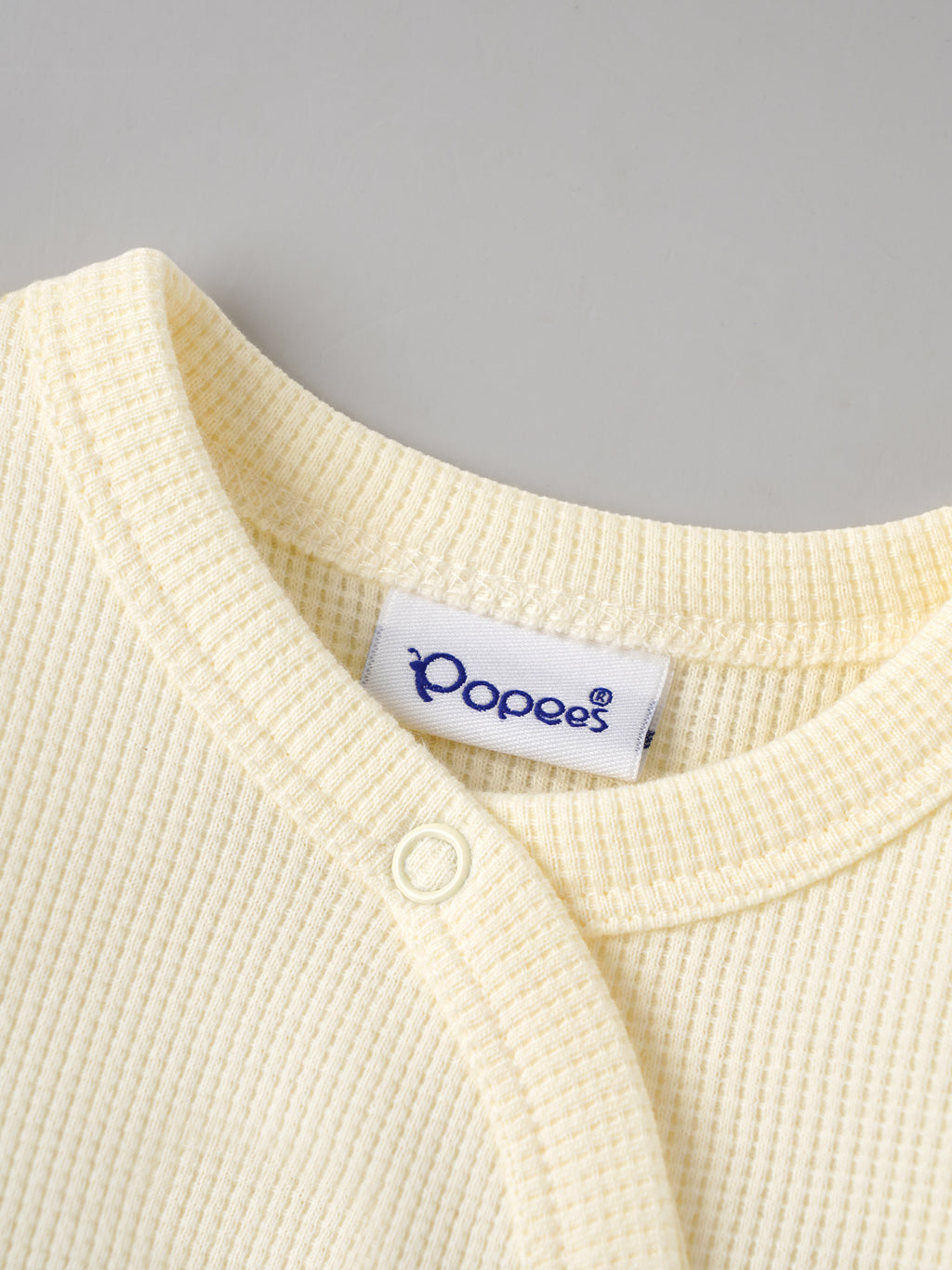 Popees Baby Soft & Comfy Full Sleeve Waffle Footed Romper | Cute Bear Embroidery |NB-6 Months