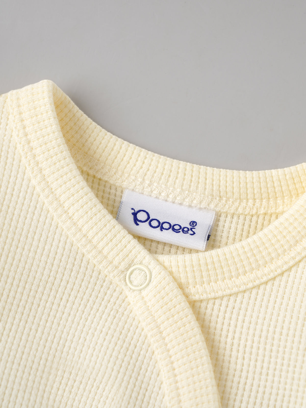 Popees Baby Soft & Comfy Full Sleeve Waffle Footed Romper | Cute Bear Embroidery |NB-6 Months