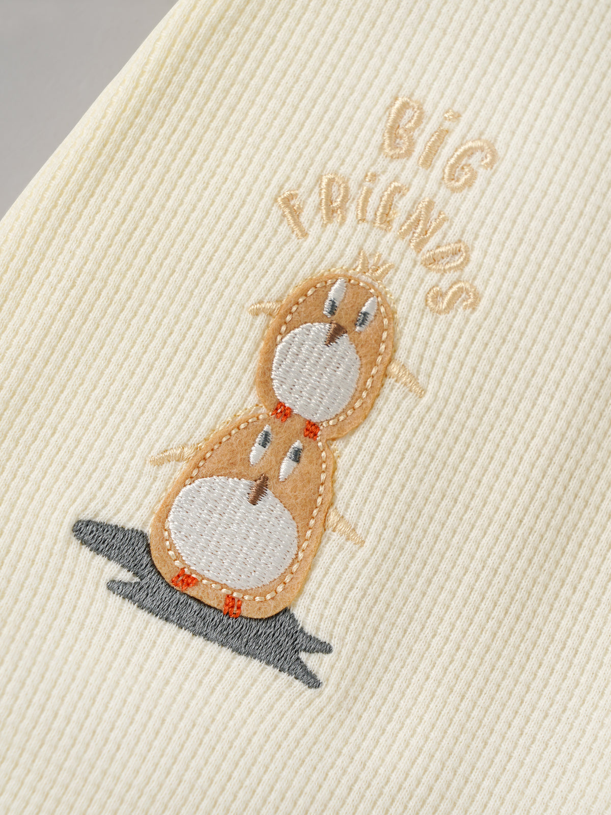 Popees Baby Soft & Comfy Full Sleeve Waffle Footed Romper | Cute Bear Embroidery |NB-6 Months