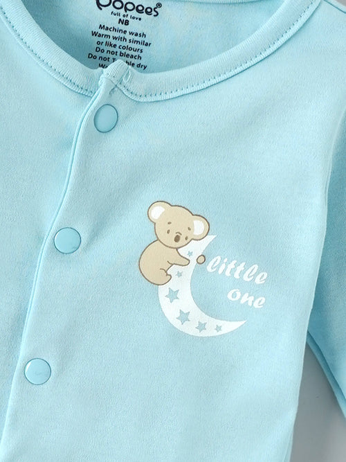 Popees Baby Boys Cotton Footed Sleepsuit with Snap Closure| Tiny Baby, Newborn-6 Months