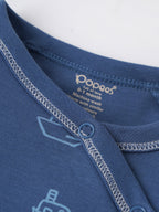 Popees Baby Boys Full Sleeve Sleepsuit| Navy Blue| Tiny Baby, Newborn -6 Months