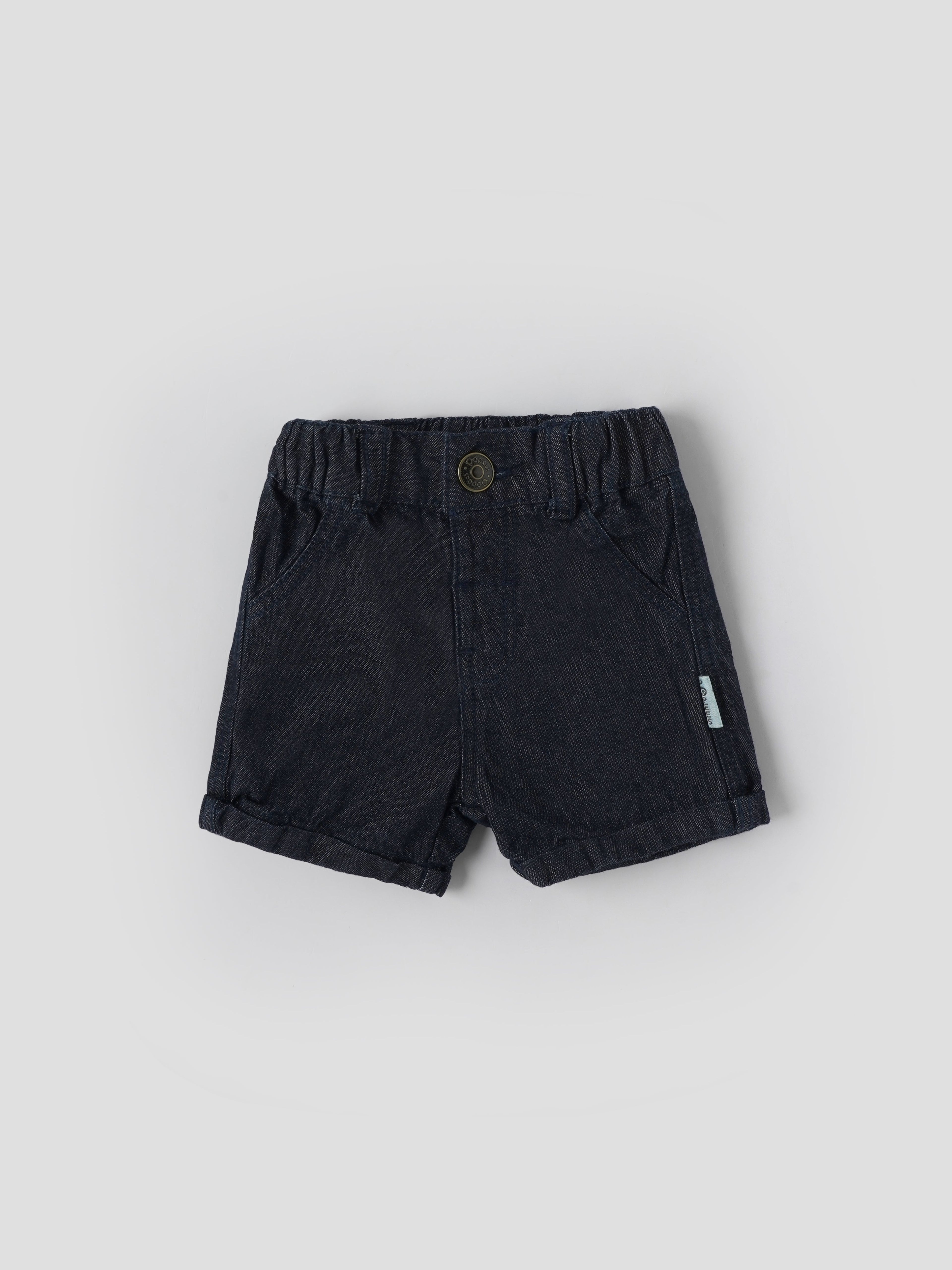 Popees Baby Boys Cotton Denim Shorts with Elastic Waistband| Newborn- 9 Months