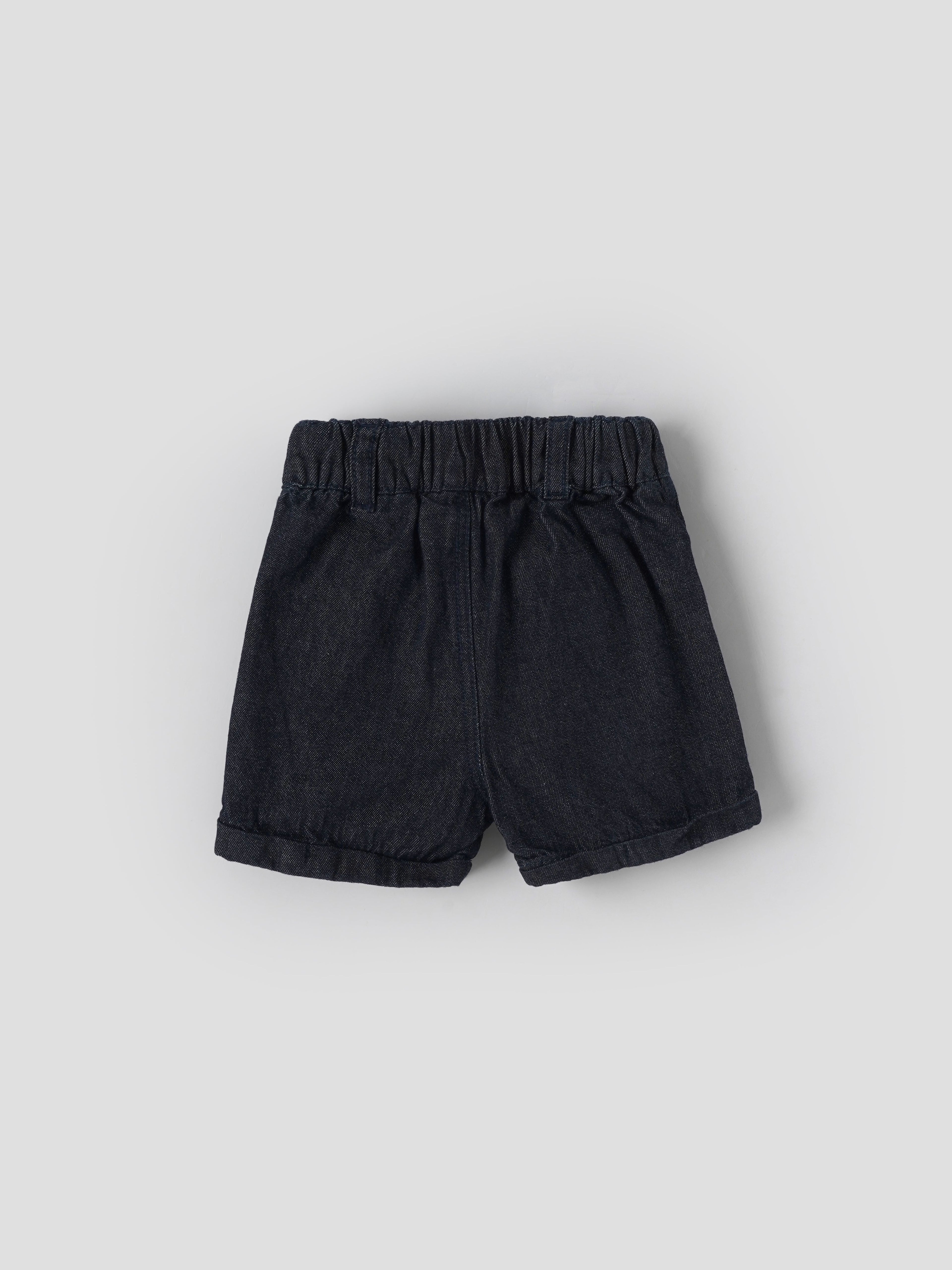 Popees Baby Boys Cotton Denim Shorts with Elastic Waistband| Newborn- 9 Months