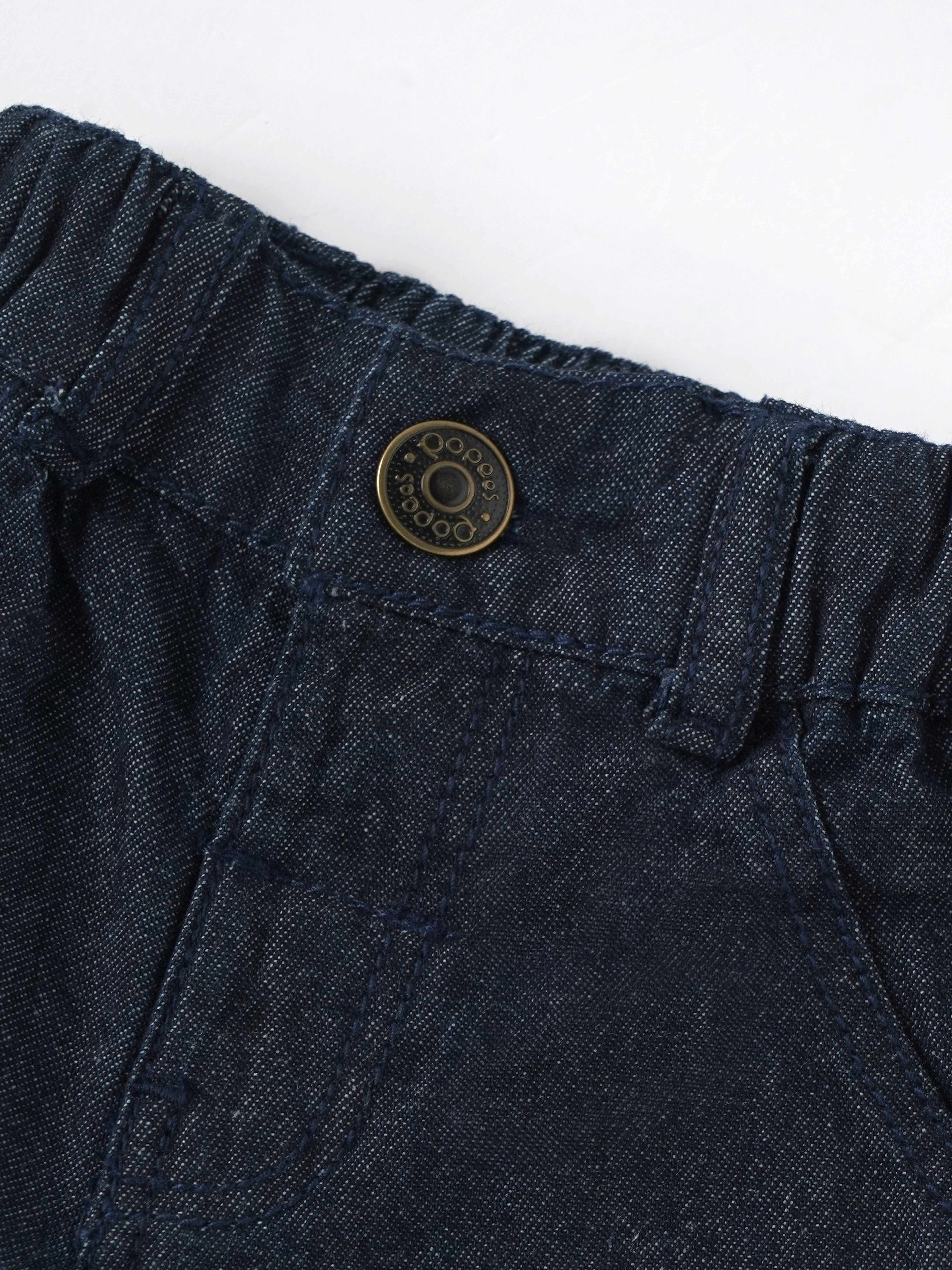 Popees Baby Boys Cotton Denim Shorts with Elastic Waistband| Newborn- 9 Months
