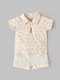 Popees Baby Boys Soft & Stylish Printed Top & Bottom Set | Cute Floral Print Collared Top with Front Pocket & Matching Shorts | Comfortable Casual Wear Set | 0-9 Months