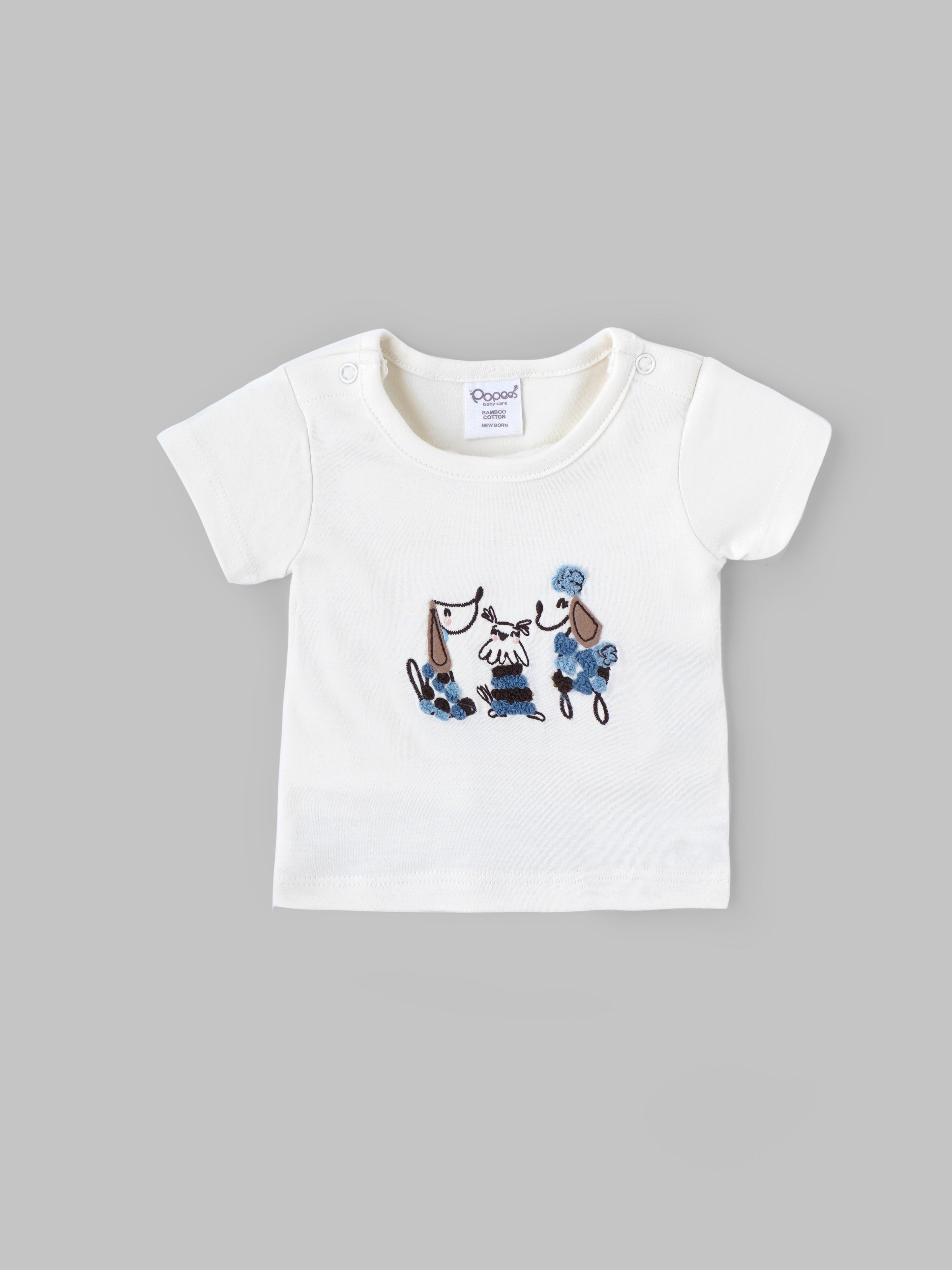 Popees Baby Girls Cotton T Shirt and Shorts Set| White & Pink| Newborn - 9 Months