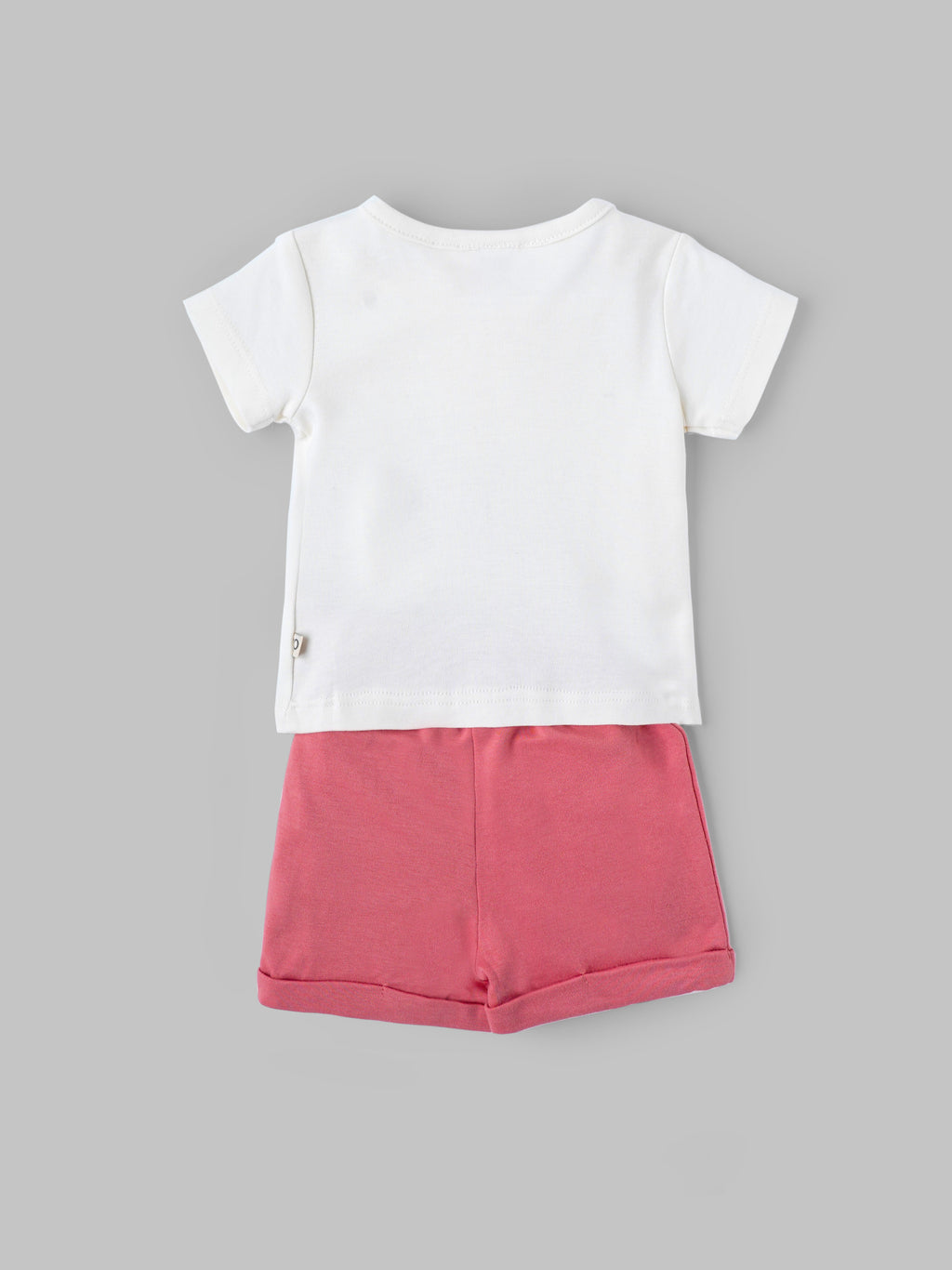 Popees Baby Girls Cotton T Shirt and Shorts Set| White & Pink| Newborn - 9 Months