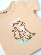 Popees Baby Boys Cotton T Shirt and Shorts Set| Beige| Newborn - 9 Months