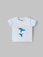 Popees Baby Boys T-Shirt and Shorts Set| Light Blue & Navy| Newborn-12 Months