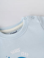 Popees Baby Boys T-Shirt and Shorts Set| Light Blue & Navy| Newborn-12 Months