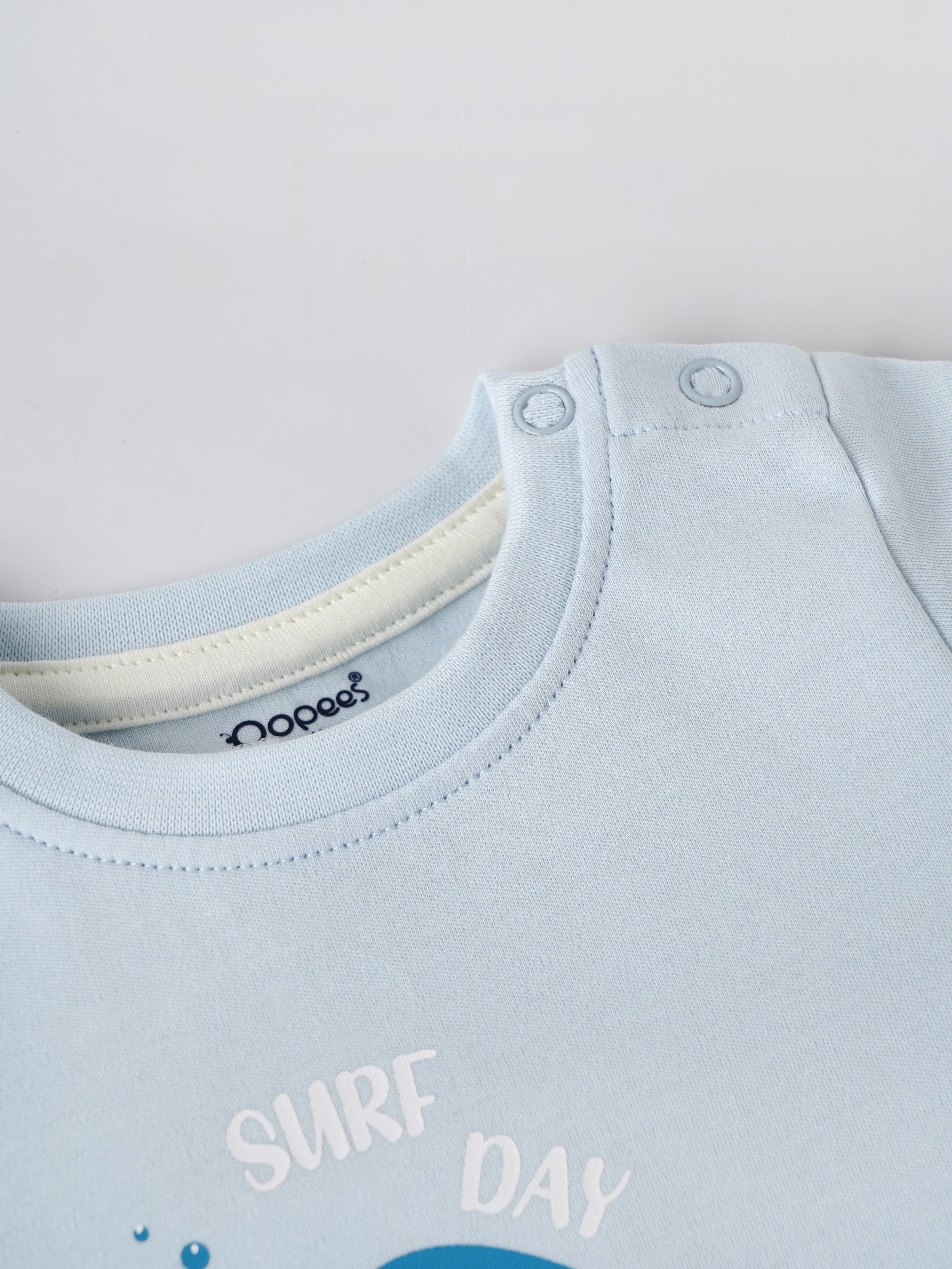 Popees Baby Boys T-Shirt and Shorts Set| Light Blue & Navy| Newborn-12 Months