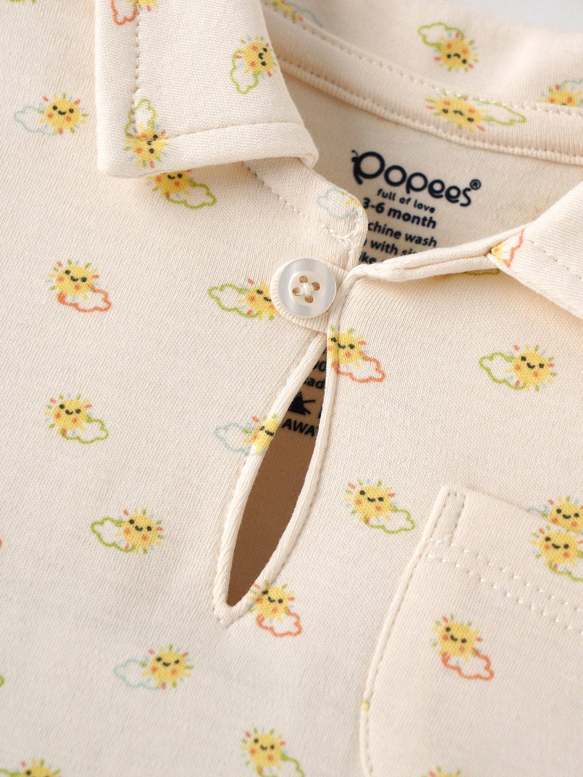 Popees Baby Boys Soft & Stylish T-Shirt | Cute Collared Half Sleeve Top with Front Pocket | Comfortable Casual Wear | 0-9 Months