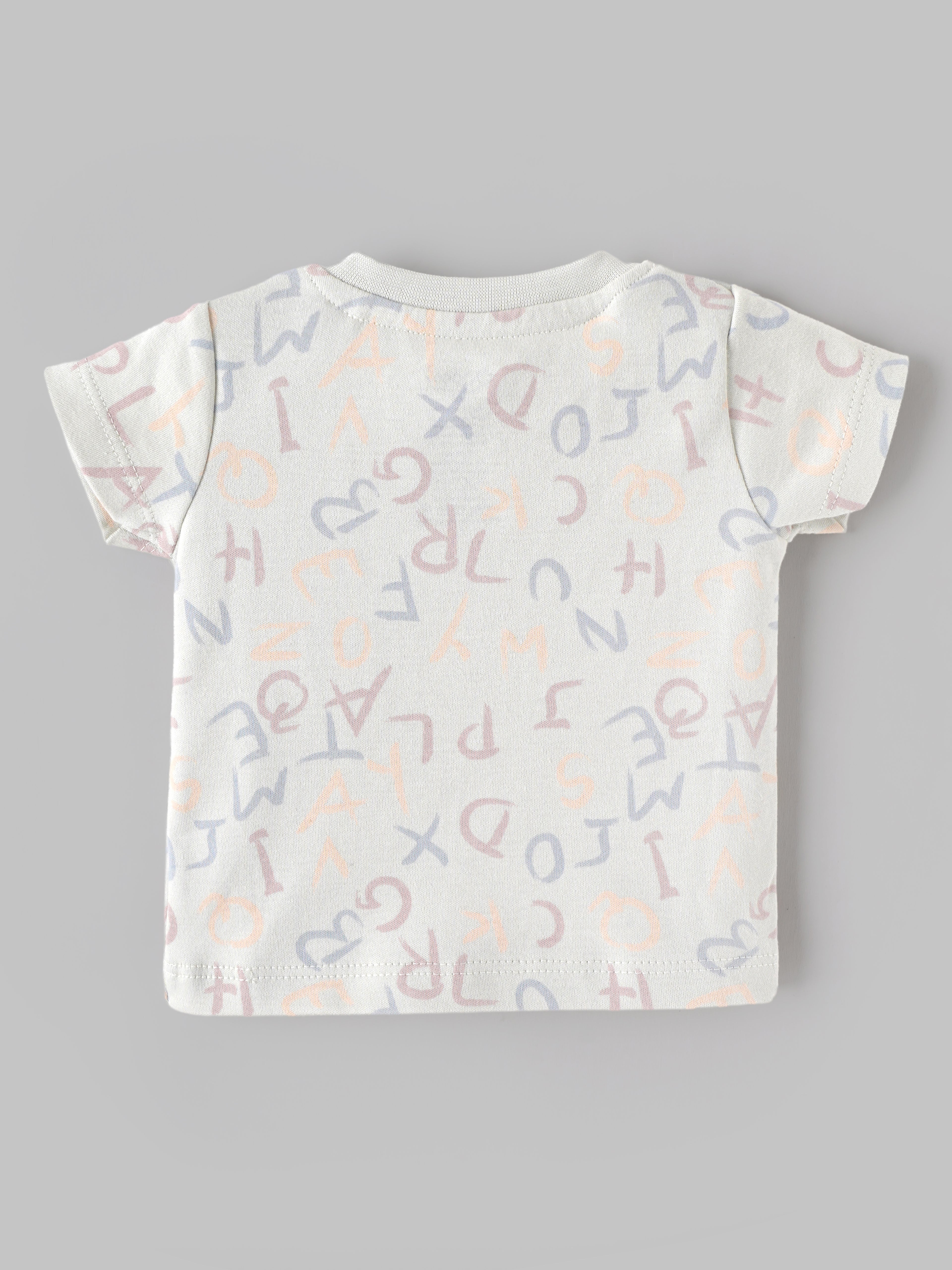 Popees Baby Boys Alphabet Print Cotton T-Shirt | Half Sleeve Round Neck Tee for Newborns & Infants | 0-9 Months