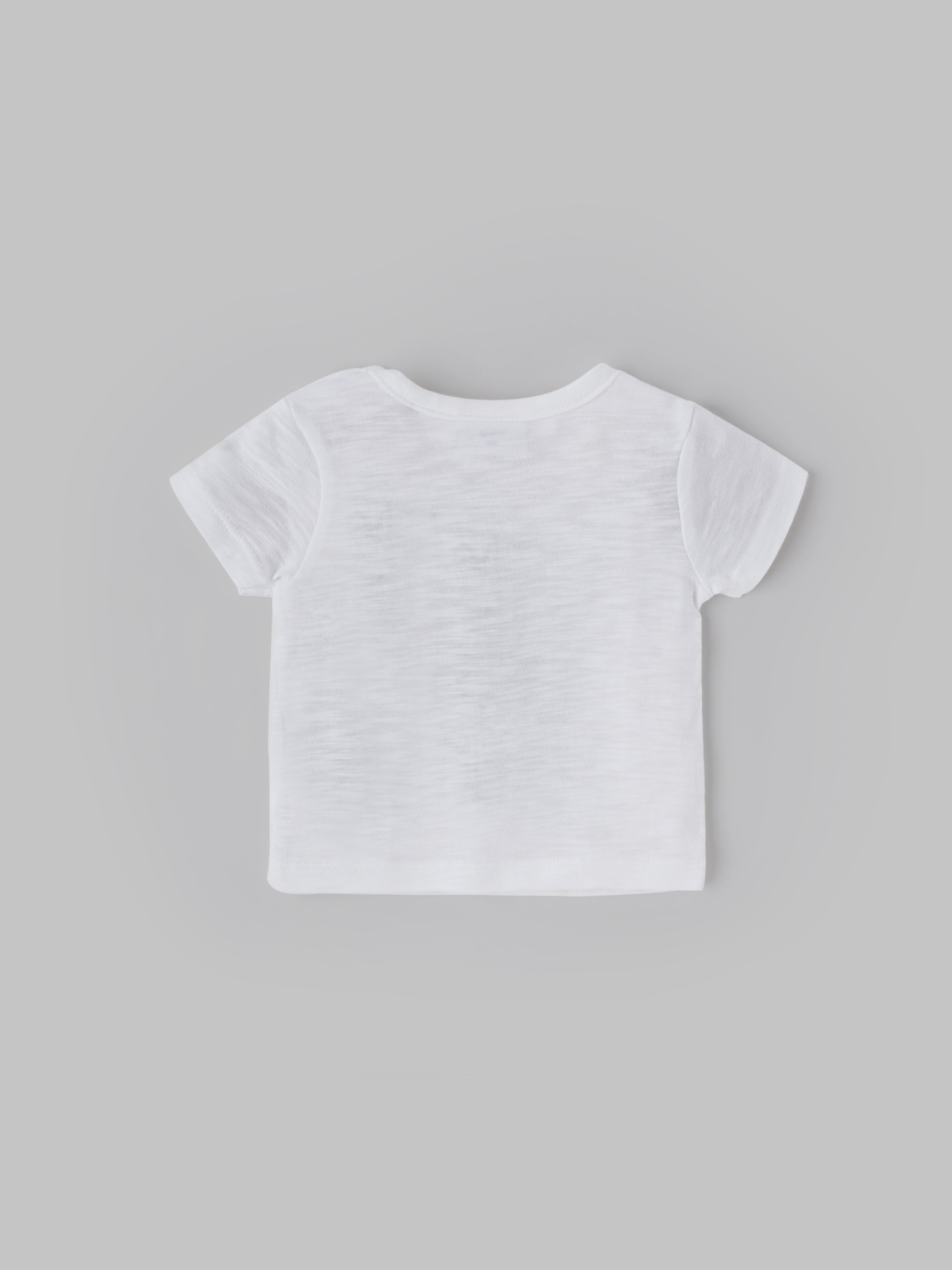 Popees Baby Boys Short Sleeves Cotton T-Shirt| White| 0-9 Months