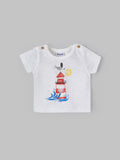 Popees Baby Boys Short Sleeves Cotton T-Shirt| White| 0-9 Months