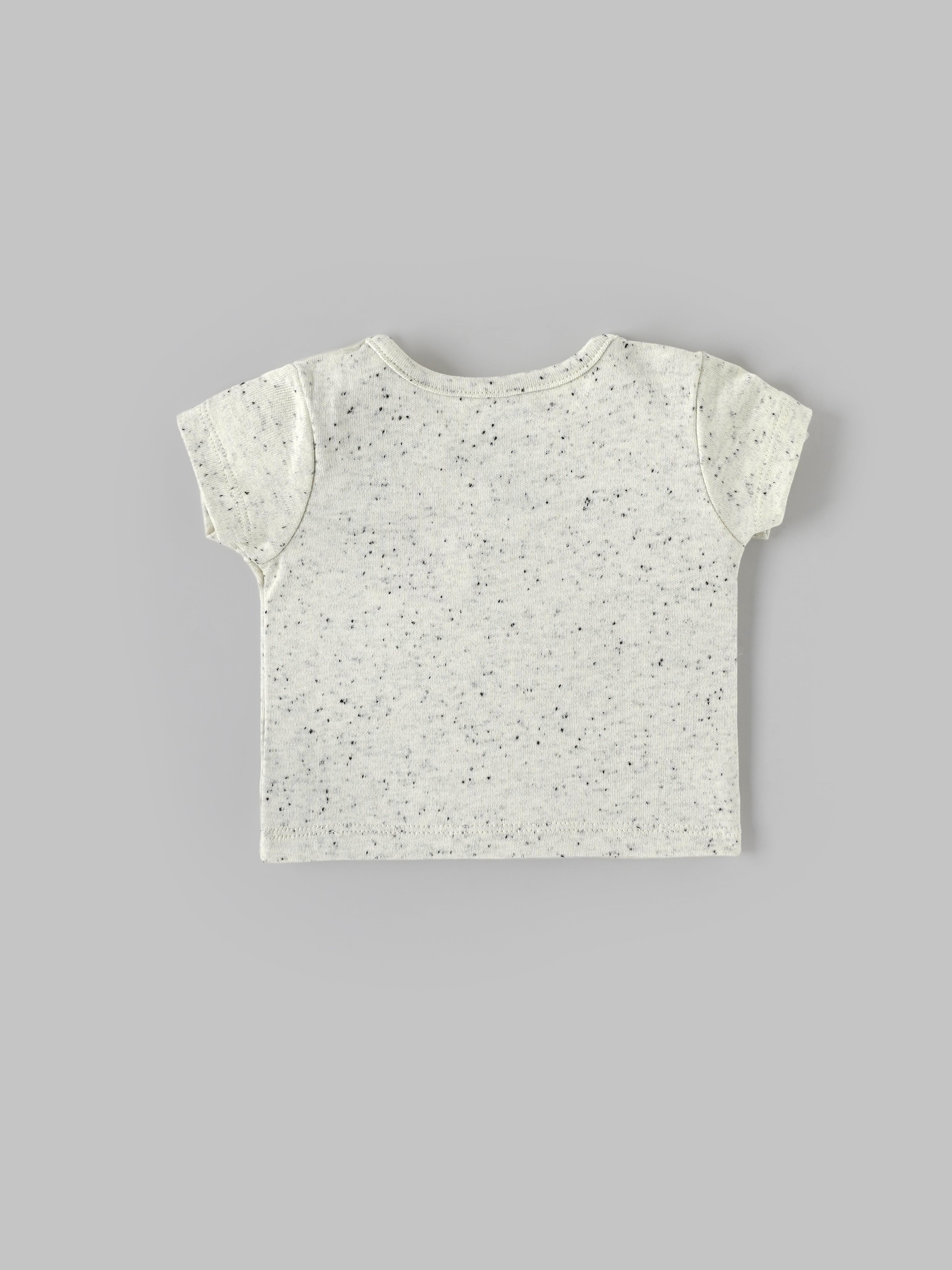Popees Baby Boys Cotton Printed T-Shirt with Shoulder Buttons| 0-9 Months