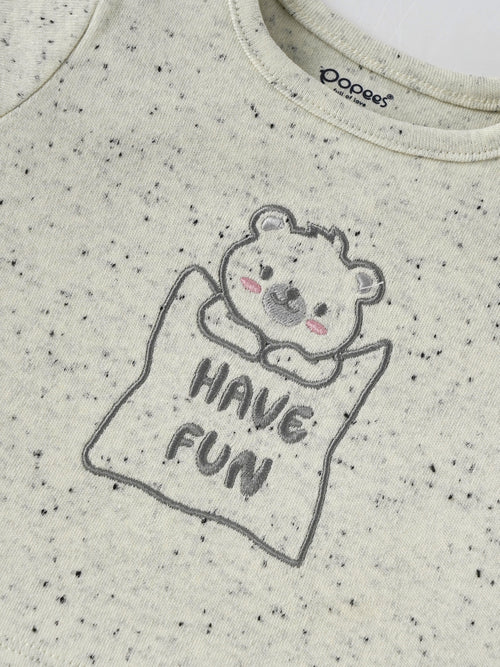 Popees Baby Boys Cotton Printed T-Shirt with Shoulder Buttons| 0-9 Months