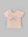 Popees Baby Boys Peach “GO!” Printed T-Shirt| Newborn to 9 Months