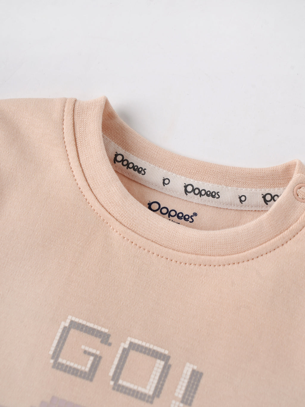 Popees Baby Boys Peach “GO!” Printed T-Shirt| Newborn to 9 Months