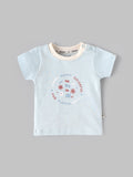 Popees Light Blue Baby Boys T-Shirt with Graphic Print | Newborn to 9 M