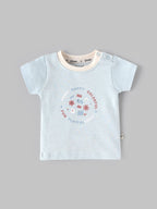 Popees Light Blue Baby Boys T-Shirt with Graphic Print | Newborn to 9 M