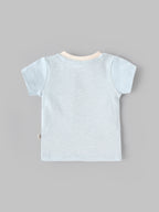 Popees Light Blue Baby Boys T-Shirt with Graphic Print | Newborn to 9 M