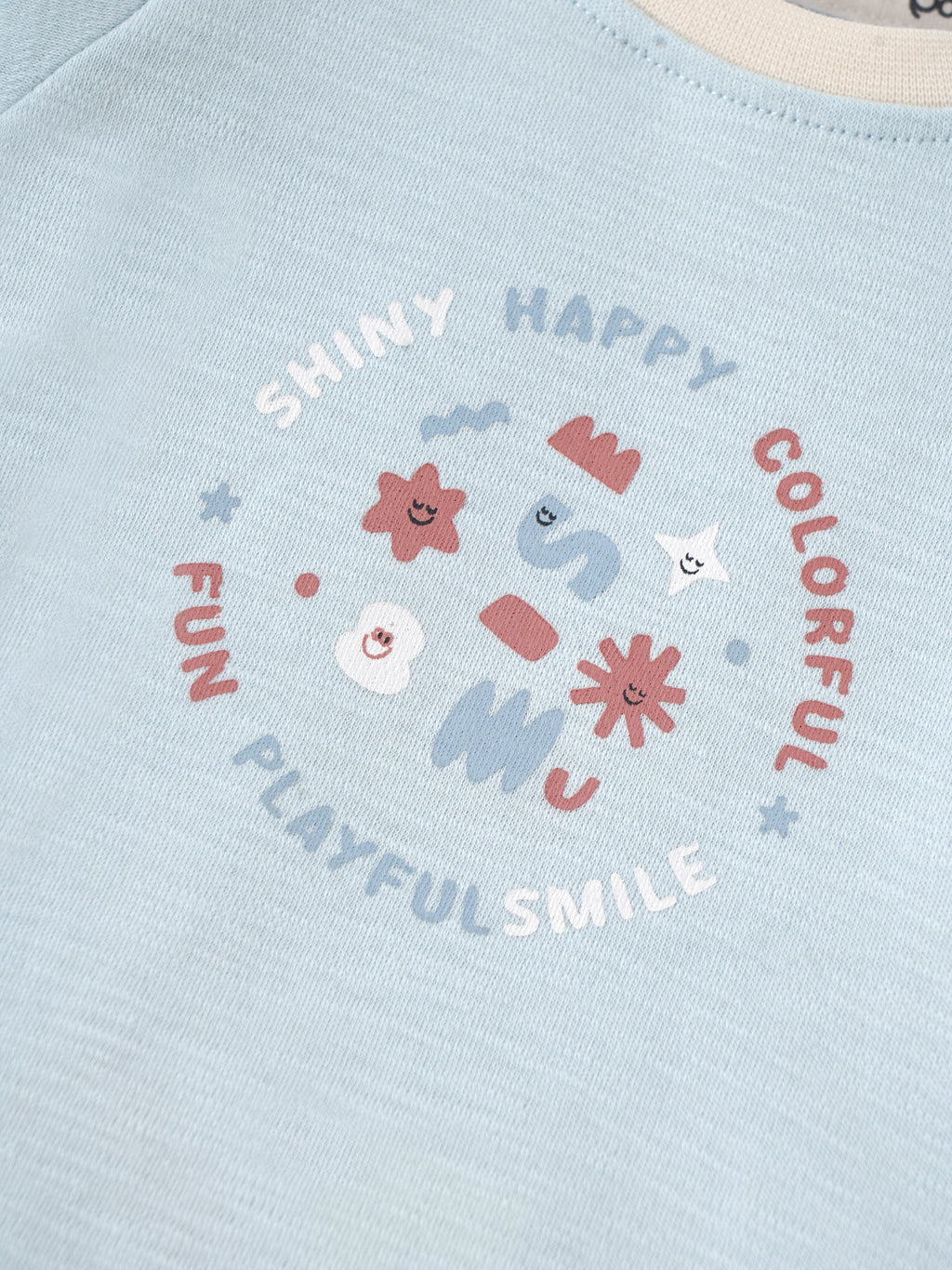 Popees Light Blue Baby Boys T-Shirt with Graphic Print | Newborn to 9 M