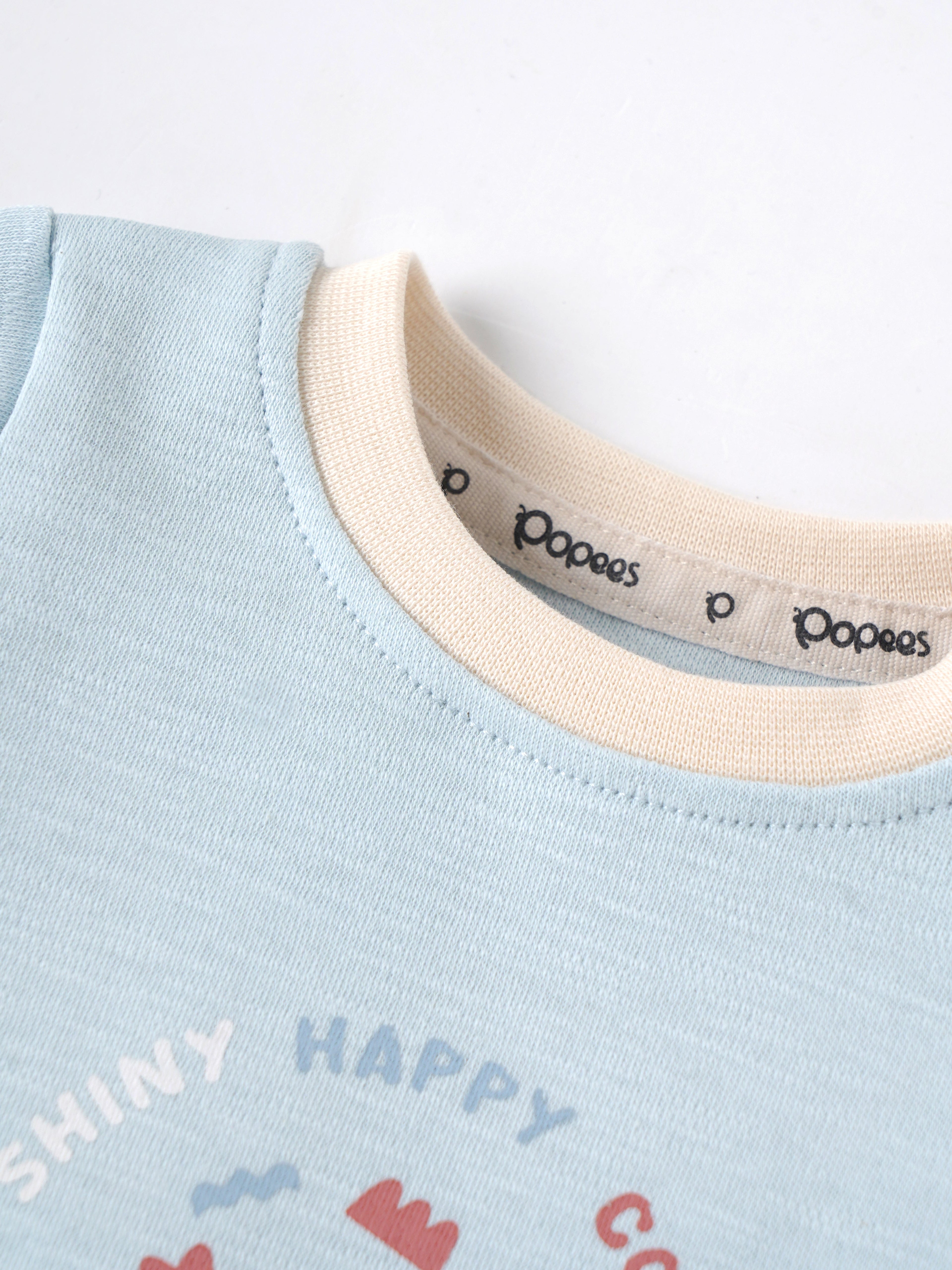 Popees Light Blue Baby Boys T-Shirt with Graphic Print | Newborn to 9 M